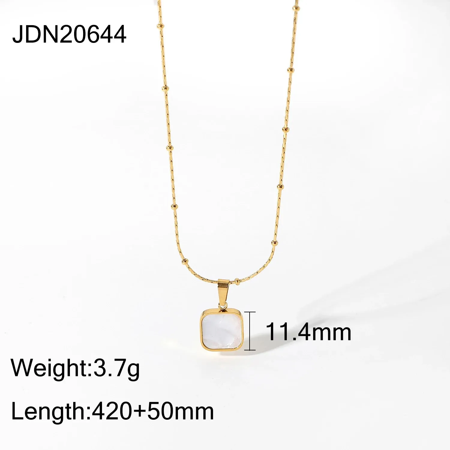 VAIGE Trendy Waterproof Stainless Steel Geometric Square Shell Choker Necklace with Link Chain, 11.4mm
