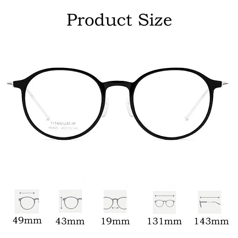 Yimaruili Unisex Full Rim Round Tr 90 Titanium Eyeglasses 5825M
