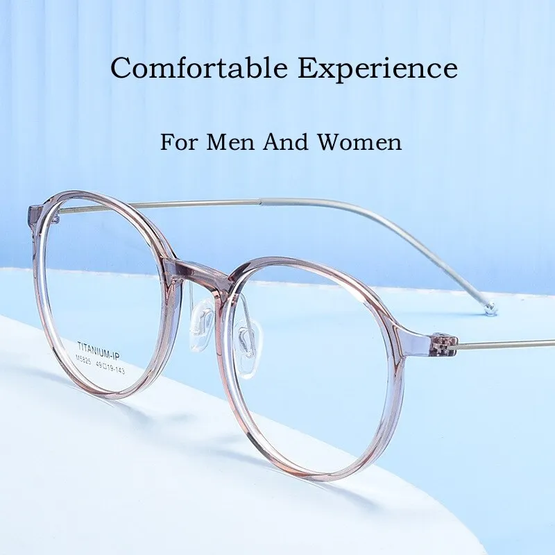 Yimaruili Unisex Full Rim Round Tr 90 Titanium Eyeglasses 5825M